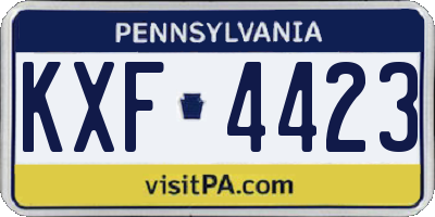 PA license plate KXF4423