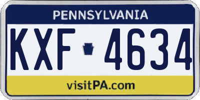 PA license plate KXF4634