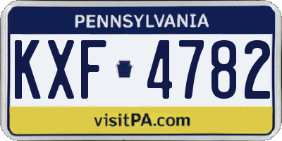 PA license plate KXF4782