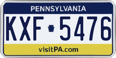 PA license plate KXF5476