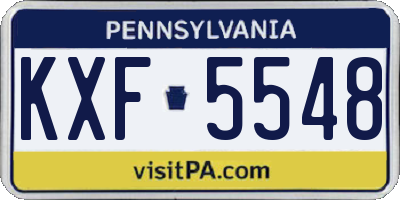 PA license plate KXF5548