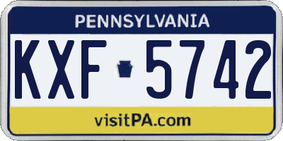 PA license plate KXF5742