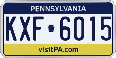 PA license plate KXF6015