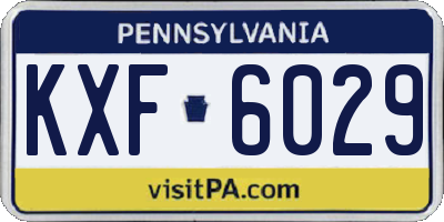 PA license plate KXF6029