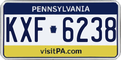 PA license plate KXF6238