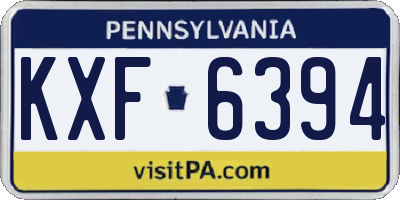 PA license plate KXF6394
