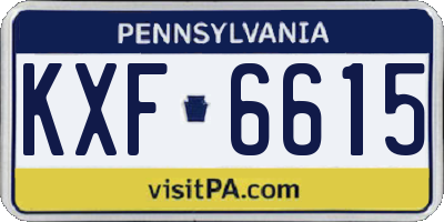 PA license plate KXF6615