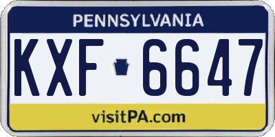 PA license plate KXF6647