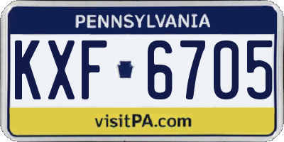 PA license plate KXF6705