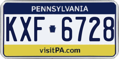 PA license plate KXF6728