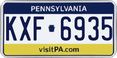 PA license plate KXF6935