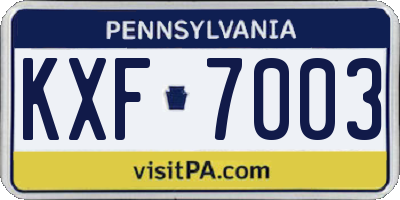 PA license plate KXF7003