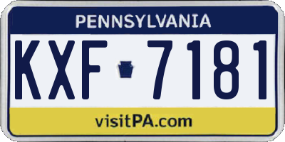 PA license plate KXF7181