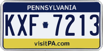 PA license plate KXF7213
