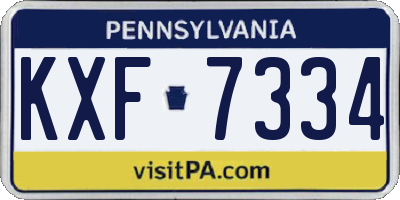 PA license plate KXF7334