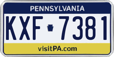PA license plate KXF7381