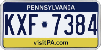 PA license plate KXF7384