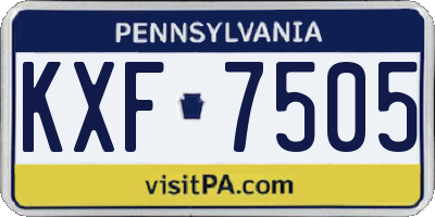 PA license plate KXF7505