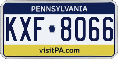 PA license plate KXF8066