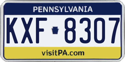 PA license plate KXF8307