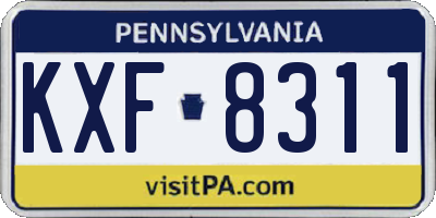 PA license plate KXF8311