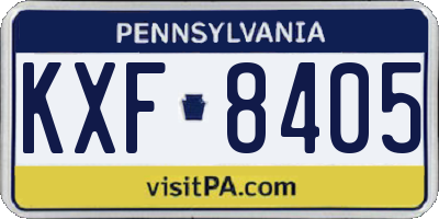 PA license plate KXF8405