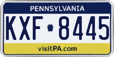 PA license plate KXF8445