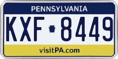 PA license plate KXF8449
