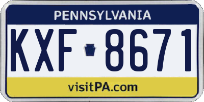PA license plate KXF8671