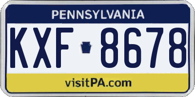 PA license plate KXF8678