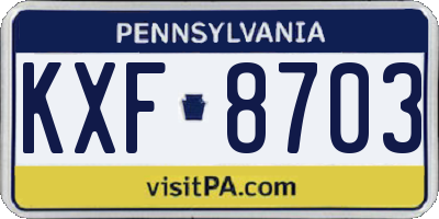 PA license plate KXF8703