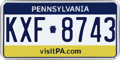 PA license plate KXF8743