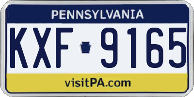 PA license plate KXF9165