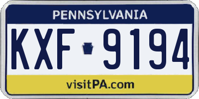 PA license plate KXF9194