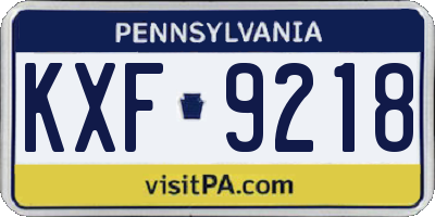 PA license plate KXF9218