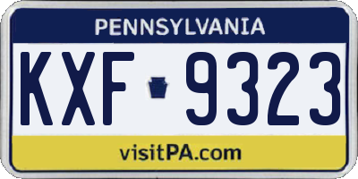 PA license plate KXF9323