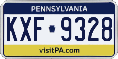 PA license plate KXF9328
