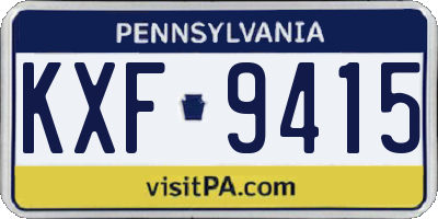 PA license plate KXF9415