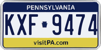 PA license plate KXF9474