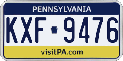 PA license plate KXF9476