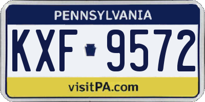 PA license plate KXF9572