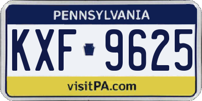 PA license plate KXF9625