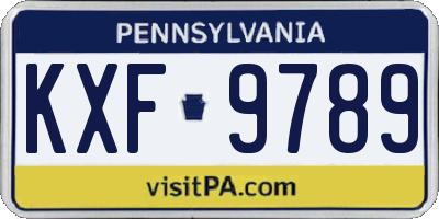 PA license plate KXF9789