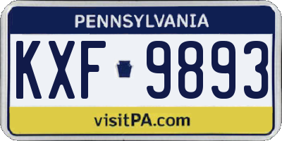 PA license plate KXF9893