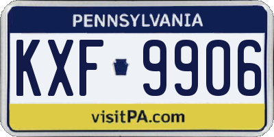PA license plate KXF9906