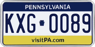 PA license plate KXG0089