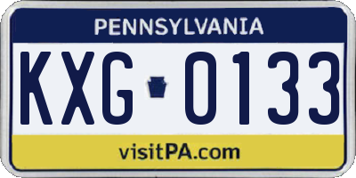 PA license plate KXG0133