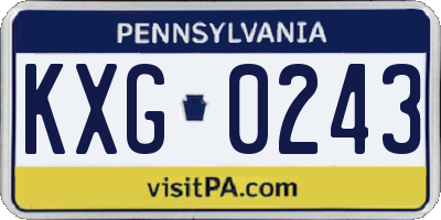 PA license plate KXG0243