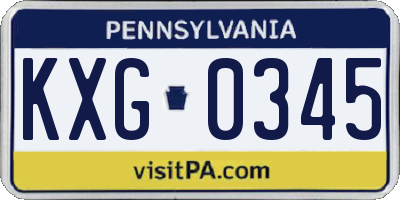 PA license plate KXG0345