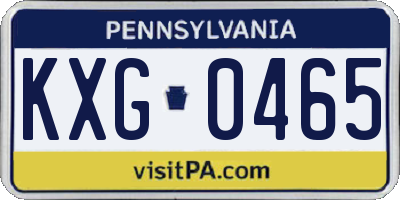 PA license plate KXG0465